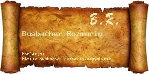 Busbacher Rozmarin névjegykártya